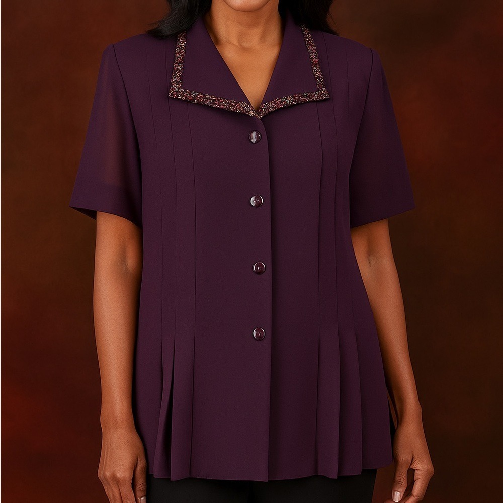 Danny & Nicole‎ Purple Sheer Blouse SZ 20W Sunday Best Chic Whimsy